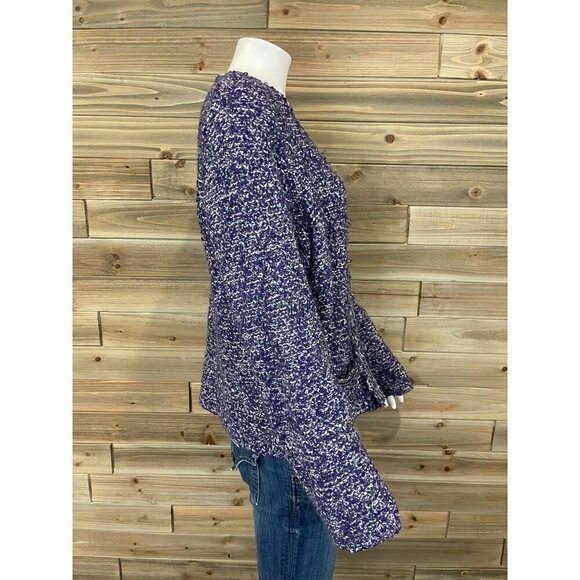 Chicos Cardigan Sweater Jacket 3 XL Long Sleeve Purple Tweed Hook and Eye Warm - Picture 2 of 8